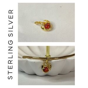 🌟 14K Gold Plated Dragon Stone Charm
